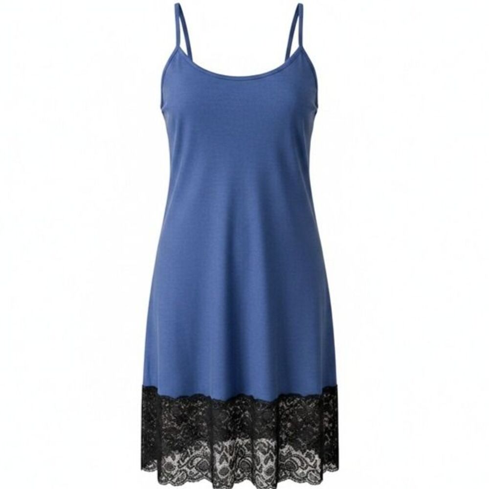 Medium Blue Long Line Cami With Lace Extender